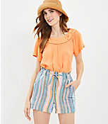 Pull On Linen Blend Shorts in Stripe carousel Product Image 1