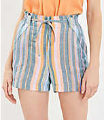 Pull On Linen Blend Shorts in Stripe carousel Product Image 2