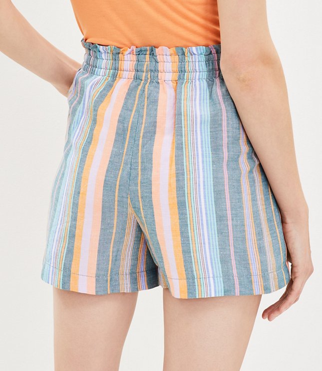 Pull On Linen Blend Shorts in Stripe