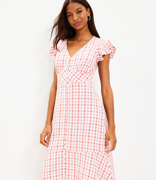 Woven Flutter Sleeve and Short Set - Multi Gingham