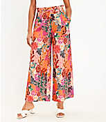 Pull On Linen Blend Wide Leg Pants in Patchwork Bloom carousel Product Image 1