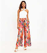 Pull On Linen Blend Wide Leg Pants in Patchwork Bloom carousel Product Image 2
