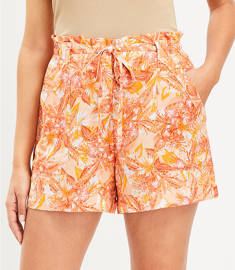 Pull On Linen Blend Shorts in Palm Leaf image number 1