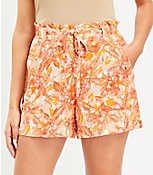 Pull On Linen Blend Shorts in Palm Leaf carousel Product Image 2