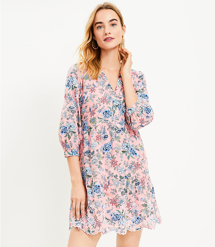 Petite Floral Embroidered Swing Shirtdress image number 0
