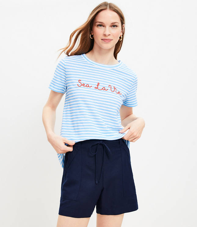 Pull On Linen Blend Shorts