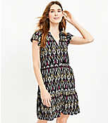 Tall Ikat Tie Neck Tiered Swing Dress carousel Product Image 1