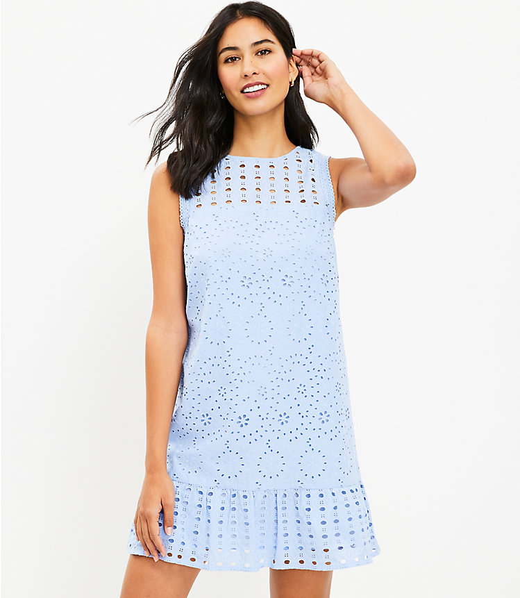 Tall Eyelet Flounce Shift Dress image number null