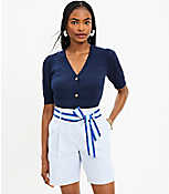 Belted Bermuda Shorts in Stripe carousel Product Image 1