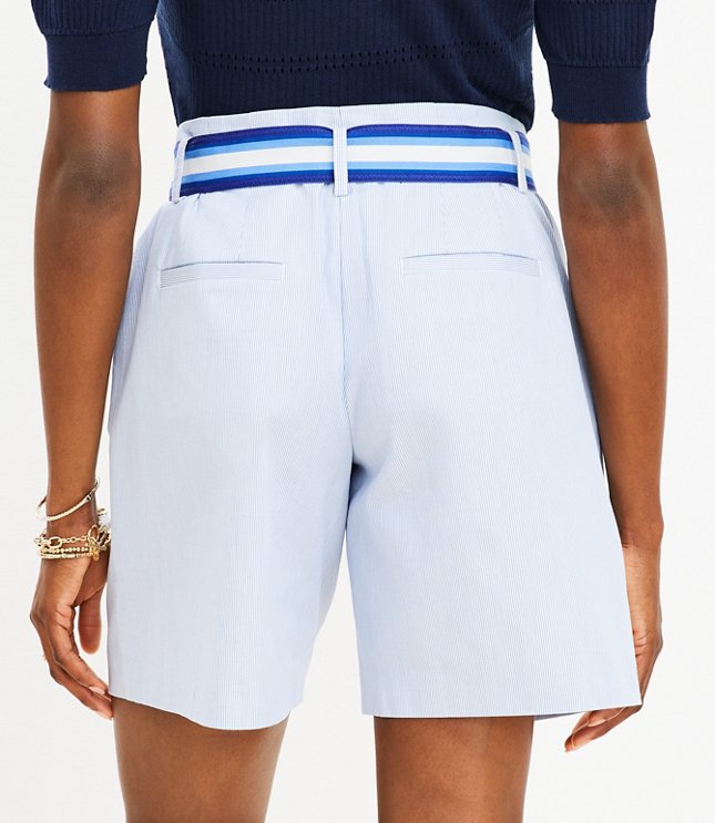 Belted Bermuda Shorts in Stripe
