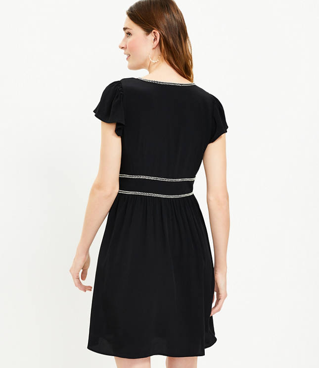 Tall Stitched Trim Flutter V-Neck Dress