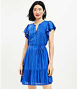 Petite Textured Stripe Flutter Button Swing Dress carousel Product Image 1