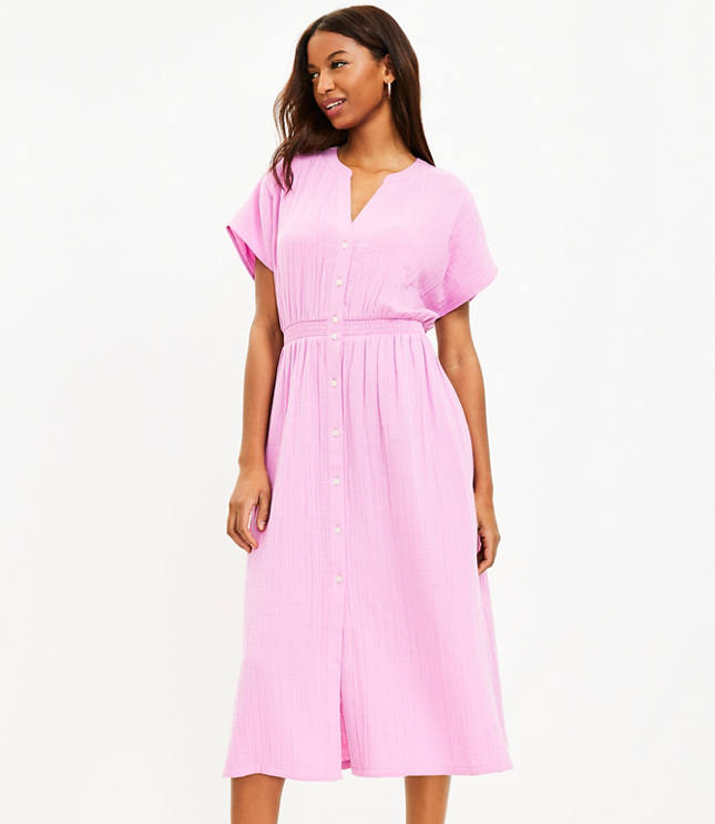 Petite Gauze Midi Shirtdress