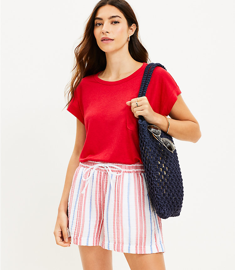 Pull On Gauze Shorts in Stripe image number 0