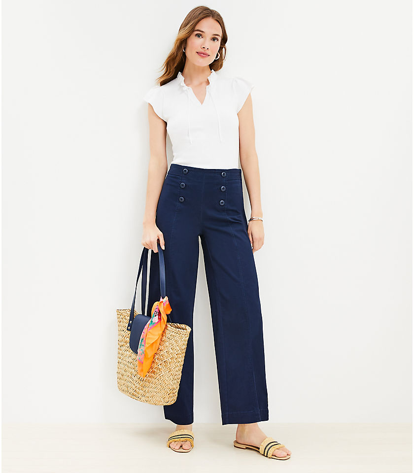 Wide Leg Sailor Pants in Twill