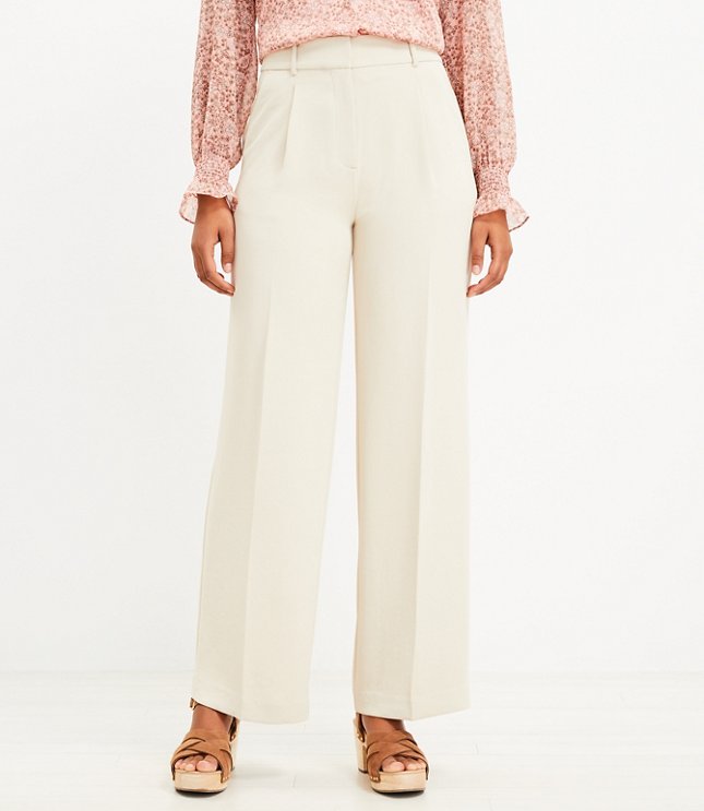 Quince, Pants & Jumpsuits, Quince New Stretch Crepe Pleated Wide Leg Trouser  Pant In Sand Cream Size S