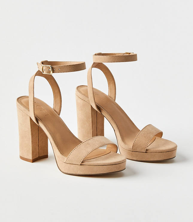 Velvet Twist Platform Sandals - Peach Beige