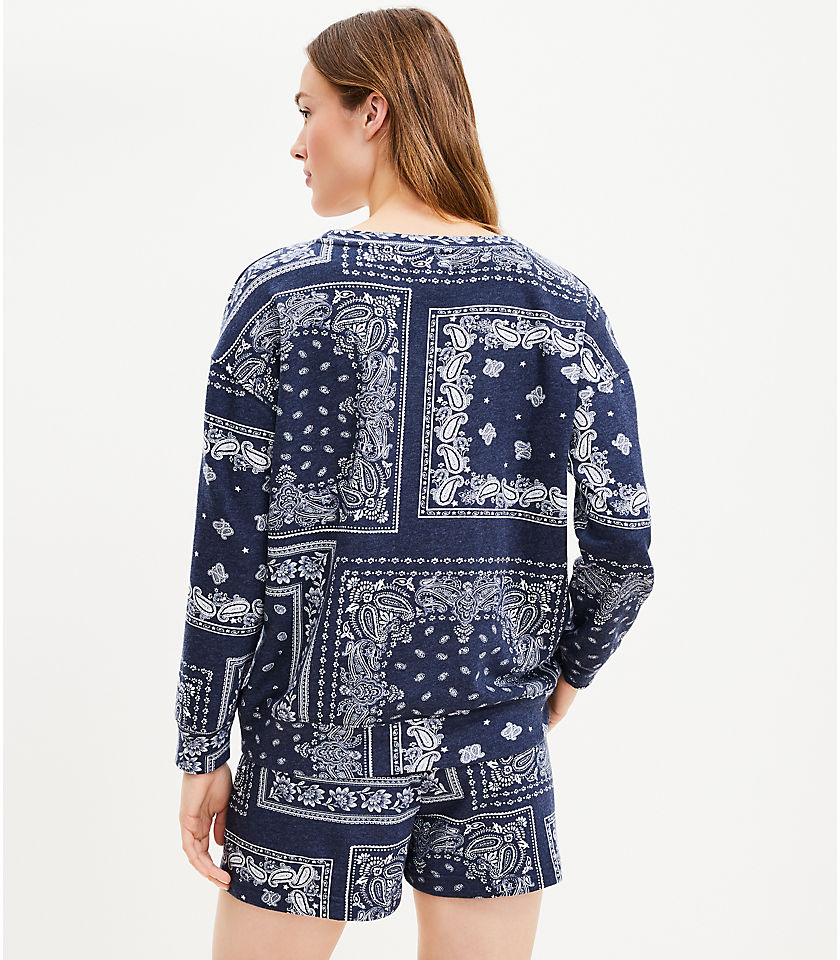 Lou & Grey Bandana Print Cozy Cotton Terry Sweatshirt