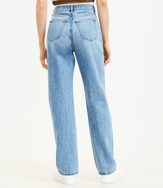 Light Blue White Color + Mid-High Rise Elastic WaistFlare Trousers