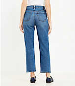 Curvy Side Stripe High Rise Straight Jeans in Vintage Mid Indigo Wash carousel Product Image 2