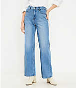 Curvy High Rise Wide Leg Jeans in Authentic Mid Indigo Wash carousel Product Image 1