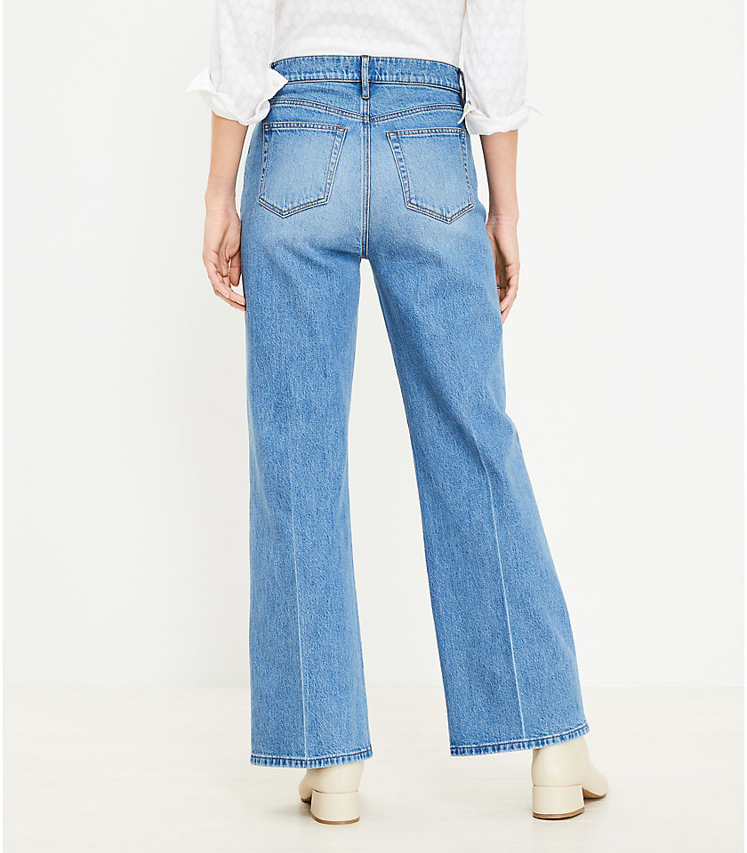Curvy High Rise Wide Leg Jeans in Authentic Mid Indigo Wash