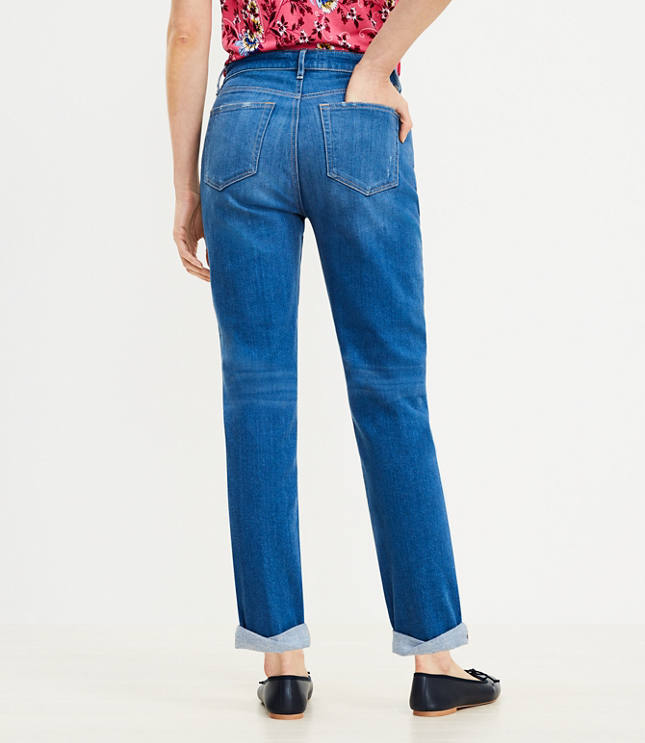 Petite Girlfriend Jeans in Original Mid Indigo Wash