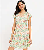 Tall Buttercup Floral Tie Neck Tiered Swing Dress carousel Product Image 1