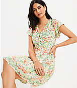 Tall Buttercup Floral Tie Neck Tiered Swing Dress carousel Product Image 2