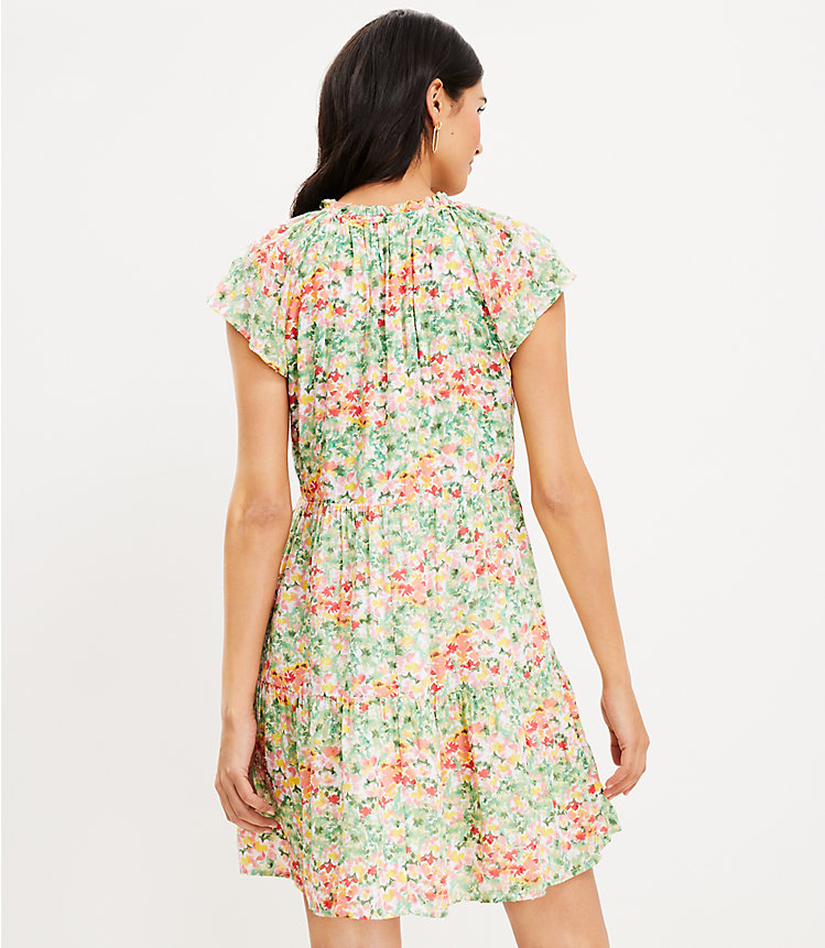 Tall Buttercup Floral Tie Neck Tiered Swing Dress image number 2