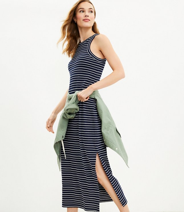 Petite Striped Perfect Tank Midi Dress