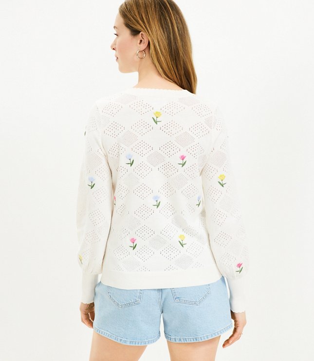 Petite Floral Draped Sleeve Sweater
