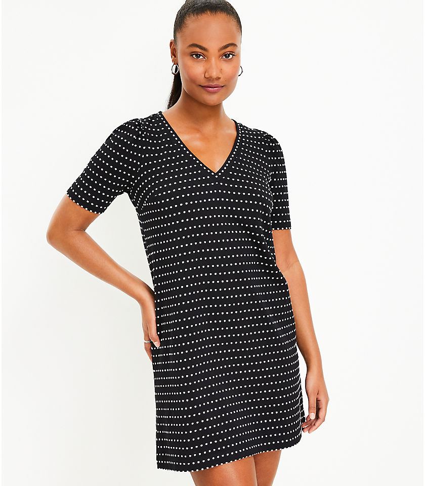 Tall Dotted Puff Sleeve Shift Dress