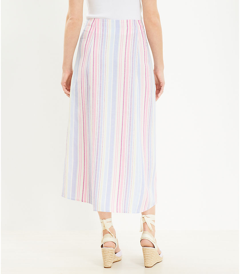 Petite Striped Side Slit Midi Skirt