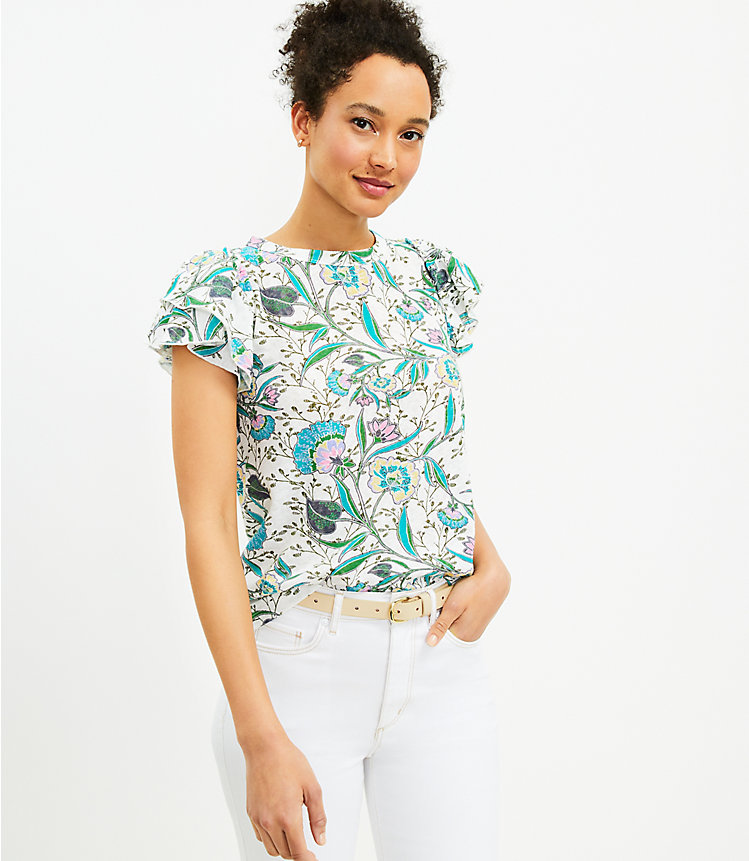 Floral Tiered Ruffle Sleeve Tee image number 1
