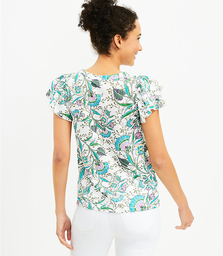 Floral Tiered Ruffle Sleeve Tee image number 2