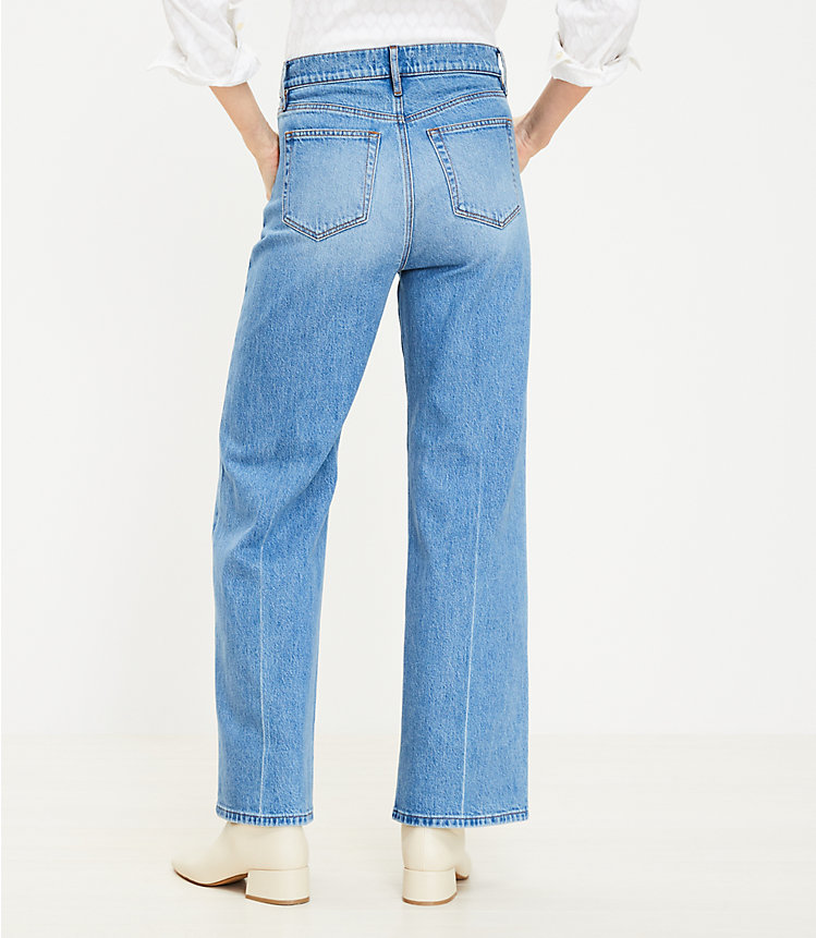 Short High Rise Wide Leg Jeans in Authentic Mid Indigo Wash image number 2