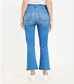 Curvy Button Front High Rise Kick Crop Jeans in Bright Mid Indigo Wash carousel Product Image 2