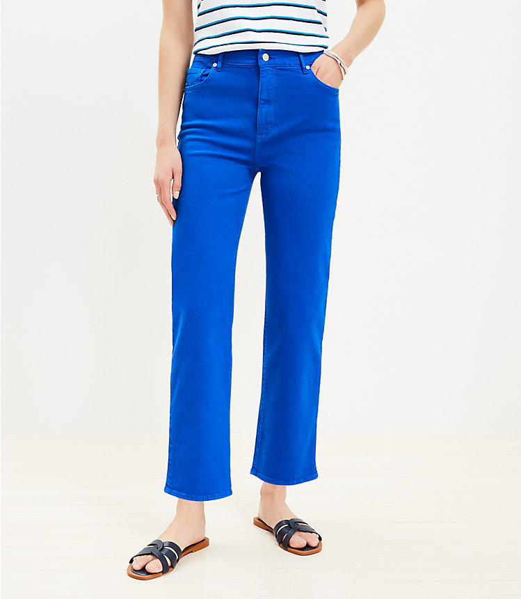High Rise Straight Jeans in Cobalt Current image number 0