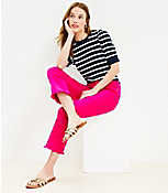 Frayed High Rise Kick Crop Jeans in Radiant Fuchsia carousel Product Image 2