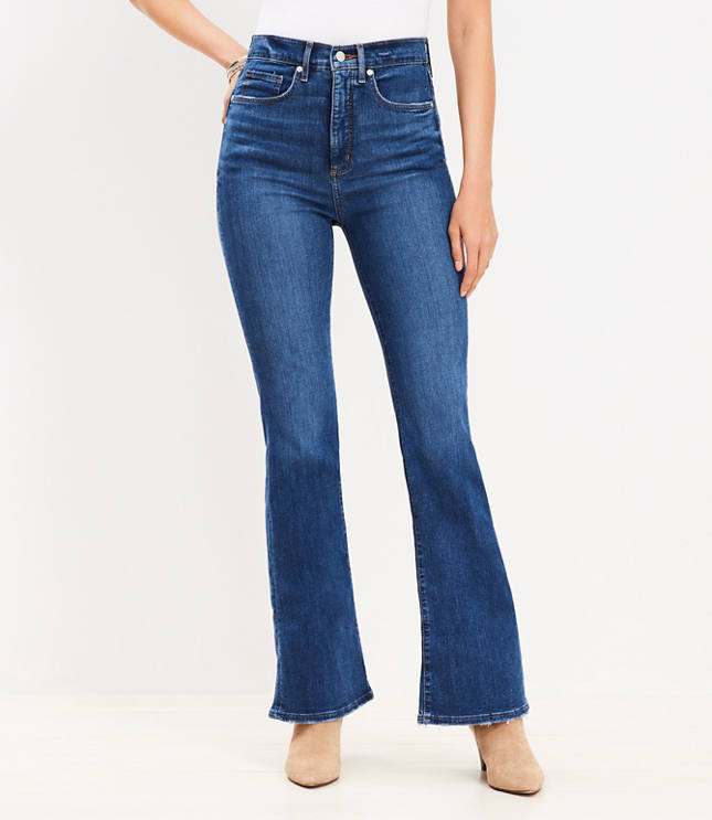 Cate Mid-Rise Flared Jeans in Dark Indigo