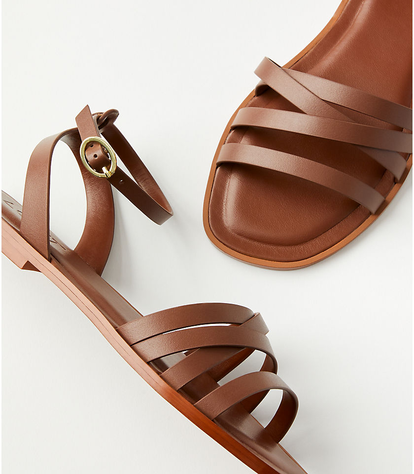 Strappy Leather Ankle Strap Sandals