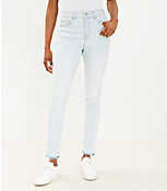 Unpicked Hem High Rise Skinny Jeans in Soft Washed Blue carousel Product Image 1