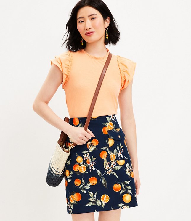 Orange Harvest Button Pocket Shift Skirt