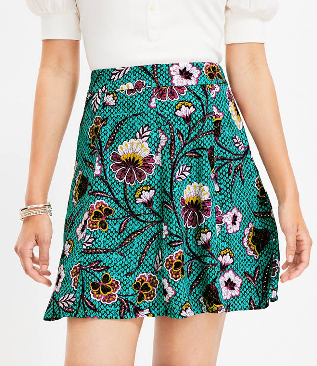 Floral Seamed Skirt