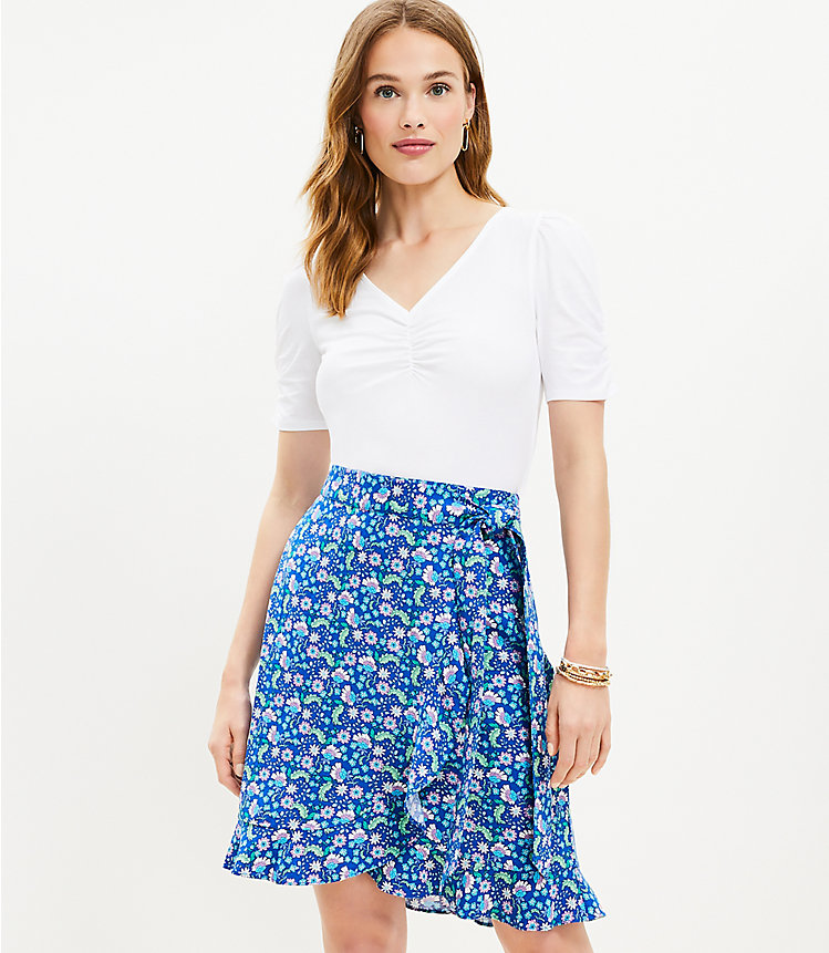 Floral Ruffle Wrap Skirt image number 0