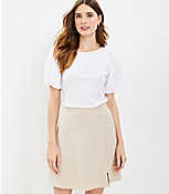 Button Trim Linen Blend Skirt