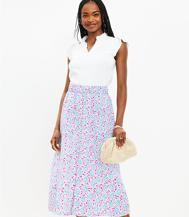 Bloom Button Pull On Midi Skirt image number null