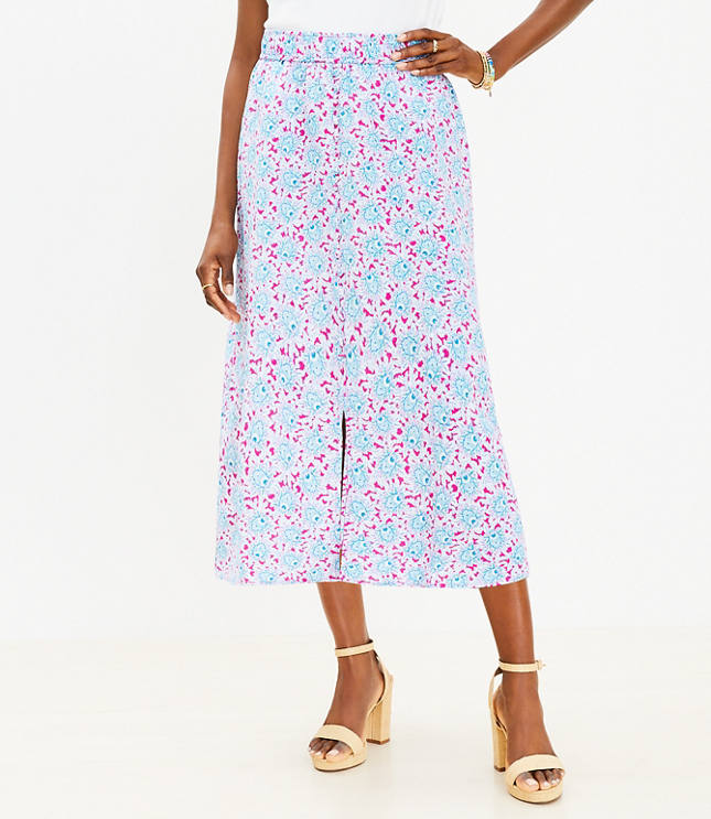 Bloom Button Pull On Midi Skirt