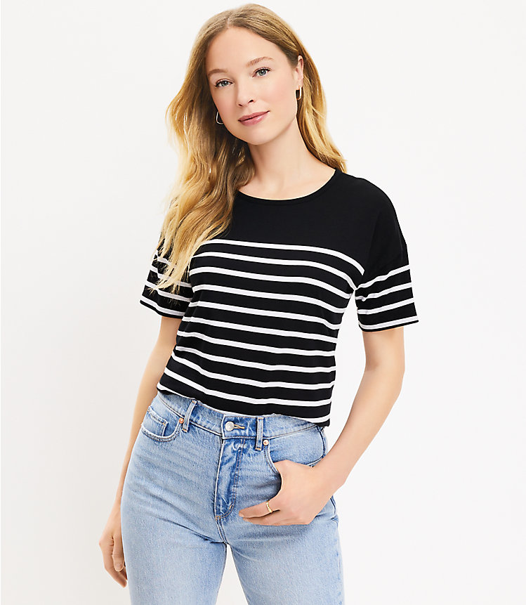 Striped Relaxed Crew Tee image number 0